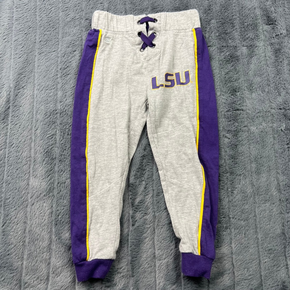 Colosseum LSU Tigers Toddler 2T Heather Gray Purple Gold Jogger Sweatpants 13469